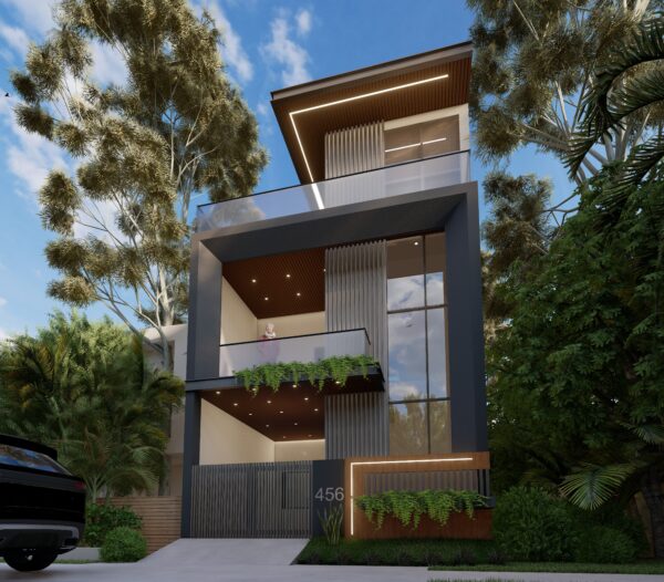 20x50 East Facing Duplex Villa Elevation Design