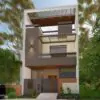 30 Feet by 66 Feet House Plan, 3D Elevation