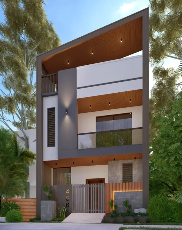 20-foot by 40-foot house front design; 800-square-foot home elevation