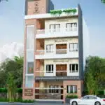 Front elevation of a 20-foot-by-50-foot house | 1000-square-foot home