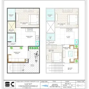 20x50 East Facing Vastu Plan House Elevation Design
