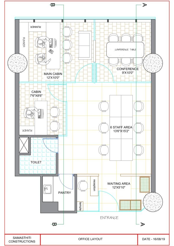 Commercial Office Floor Plan Drawing by Samasthiti Construction