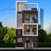 3 Stair 20x50 House Elevation Design
