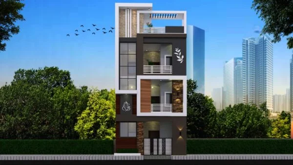 3 Stair 20x50 House Elevation Design