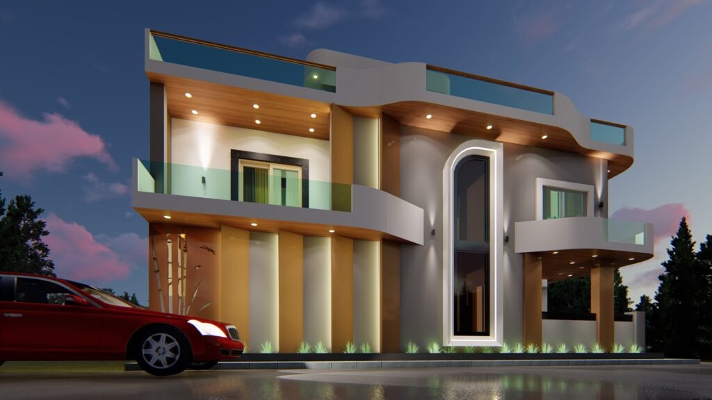 20x50 East Facing 3D Elevation Design For House