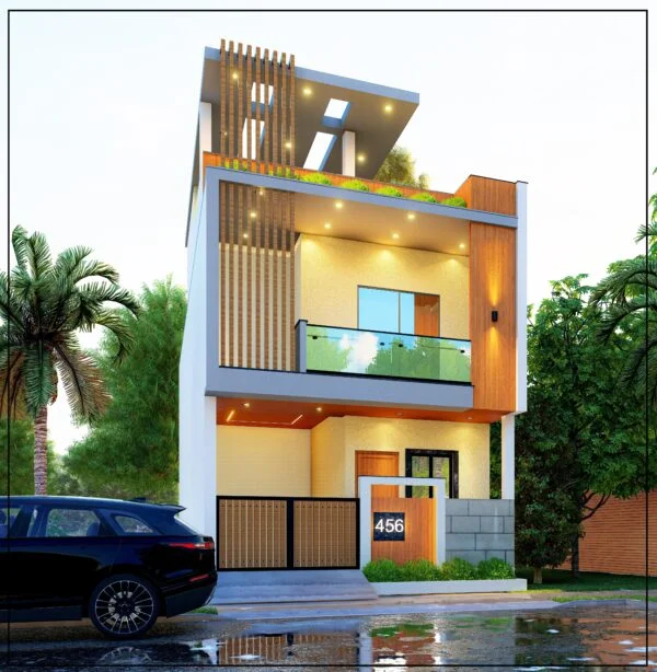 20ft x 50ft South-Facing Home Elevation Design