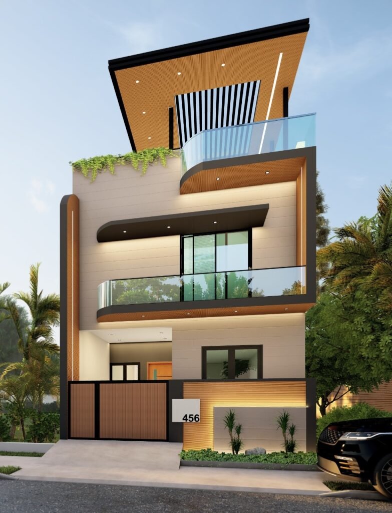 Online 3D Home Elevation Design for West Facing 20x50 House