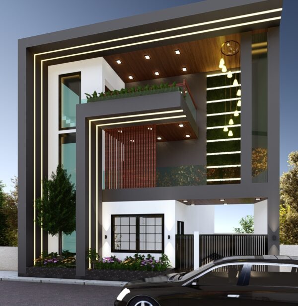 3 Floor 30x60 East Facing House Elevation Design