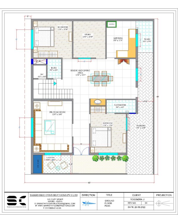 Introducing our One-Story Home Floor Plan of 40x48 in Indore!