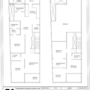 Luxury 2-storey floor plan of 20x60 sq. ft.