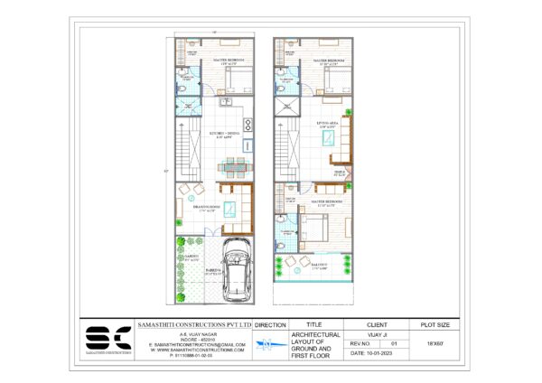 Floor Plan House 3 Bedroom in Indore