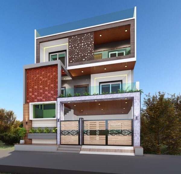 Modern Residential Marvel Small Home Front Elevation Design in Indore