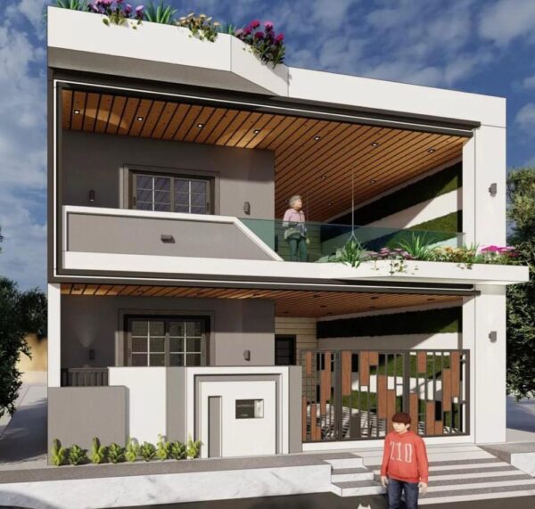 Modern 2-Story House for Front Design in Indore
