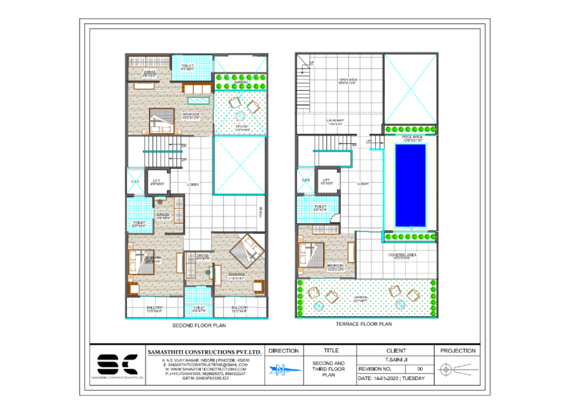 Floor Plan for a 7000 sqft House at Omaxe City